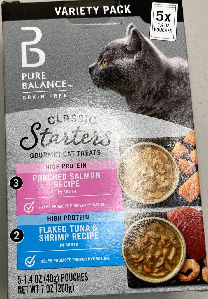 Pure Balance Grain Free Classic Starters Gourmet Cat Treats pack shot; grain-free formula for cats