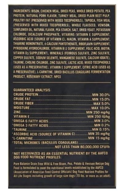 Pure Balance Wild Free all-life-stages dogs; nutrition suitable for puppies to seniors.