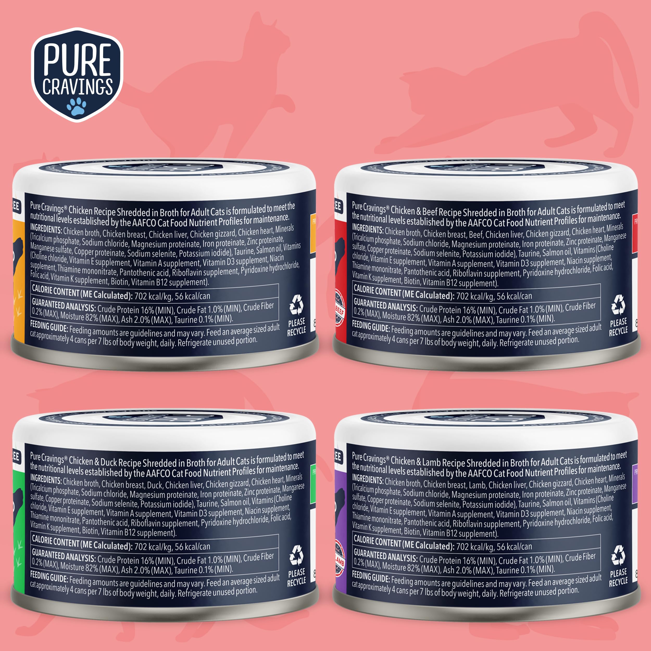 Pure Cravings assorted flavors showcase top proteins for cats