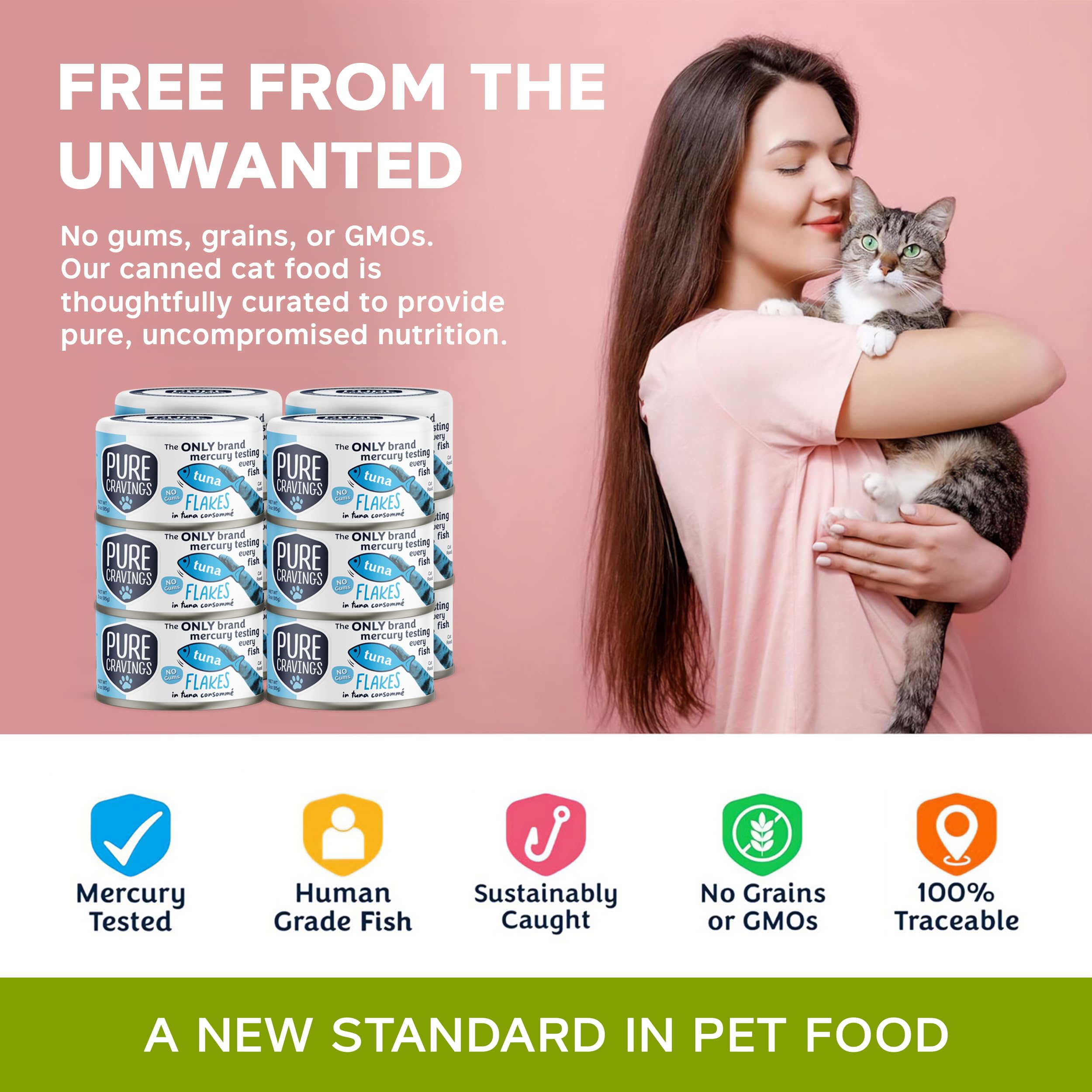 Cat enjoying moist tuna flakes from Pure Cravings wet food for hydration and flavor