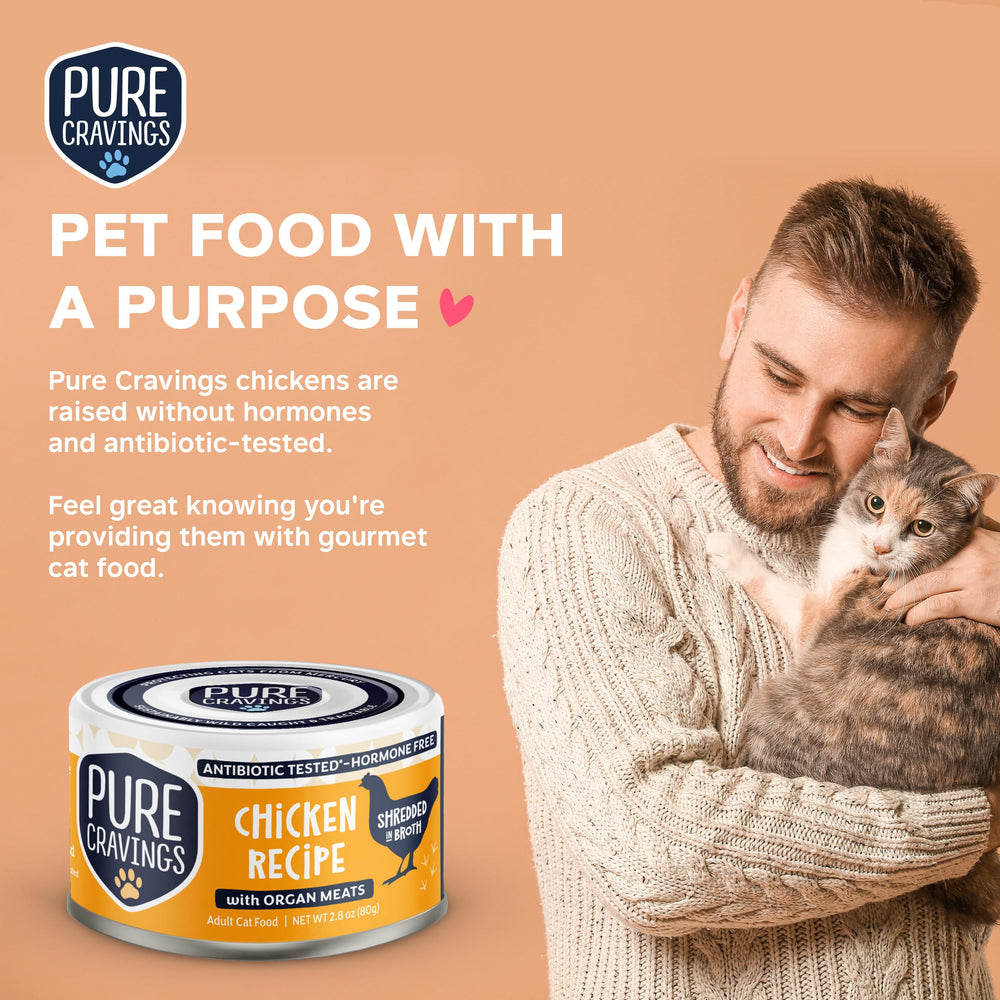 Pure Cravings Chicken Recipe premium cat food image conveys high-quality, protein-forward cat nutrition.