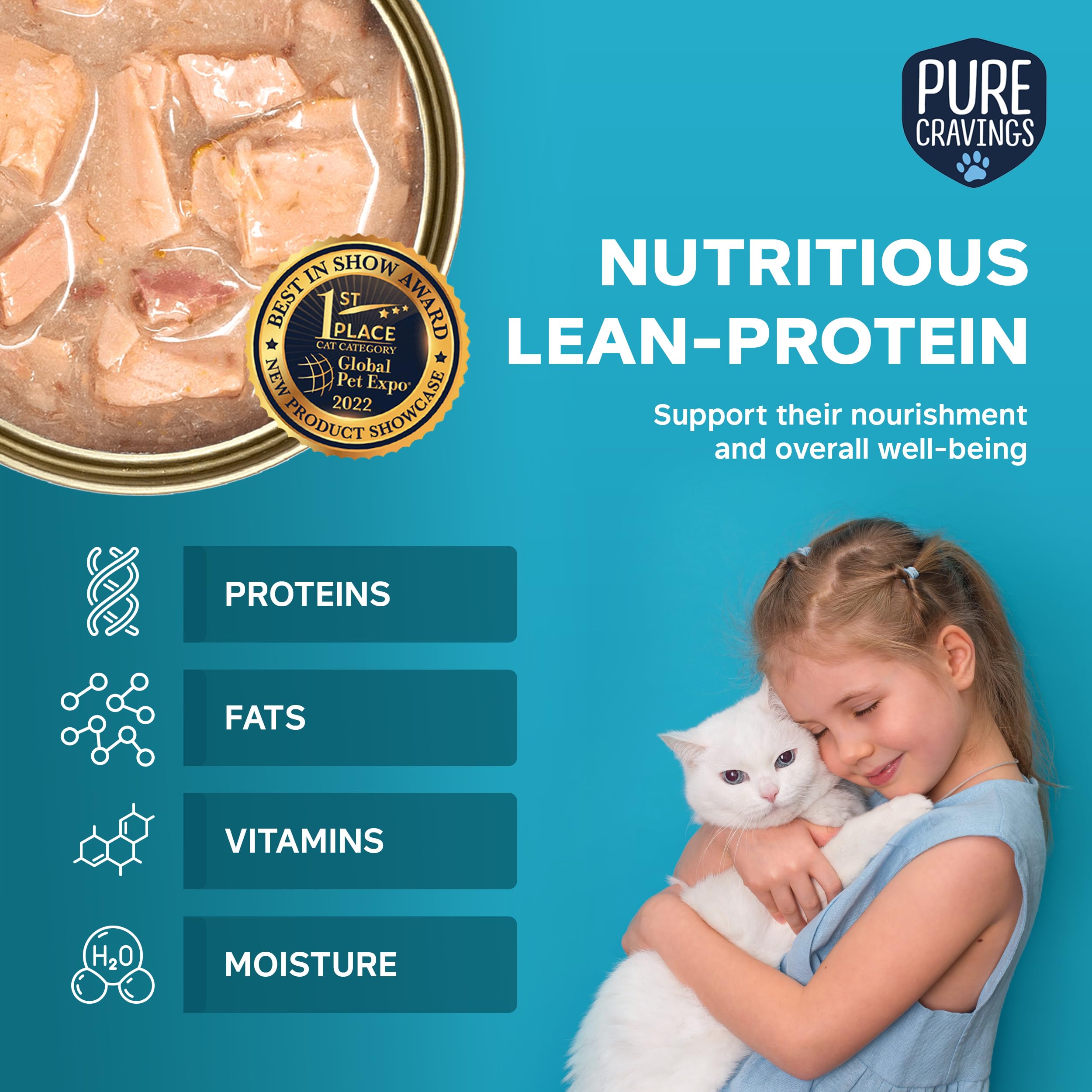 Pure Cravings ingredients label highlights non-GMO and grain-free choices.