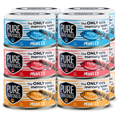 Pure Cravings minced tuna wet cat food 3oz can – tender texture for picky eaters.