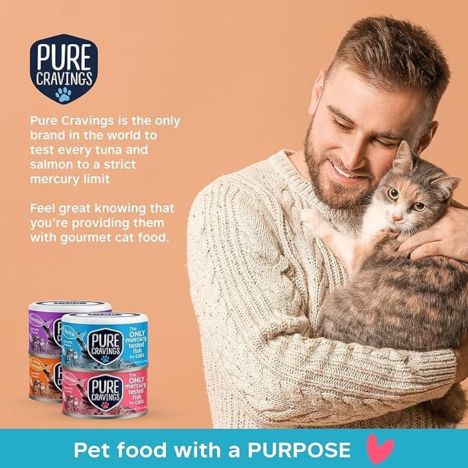 Pure Cravings pack of 12 wet cat food cans for convenient feeding