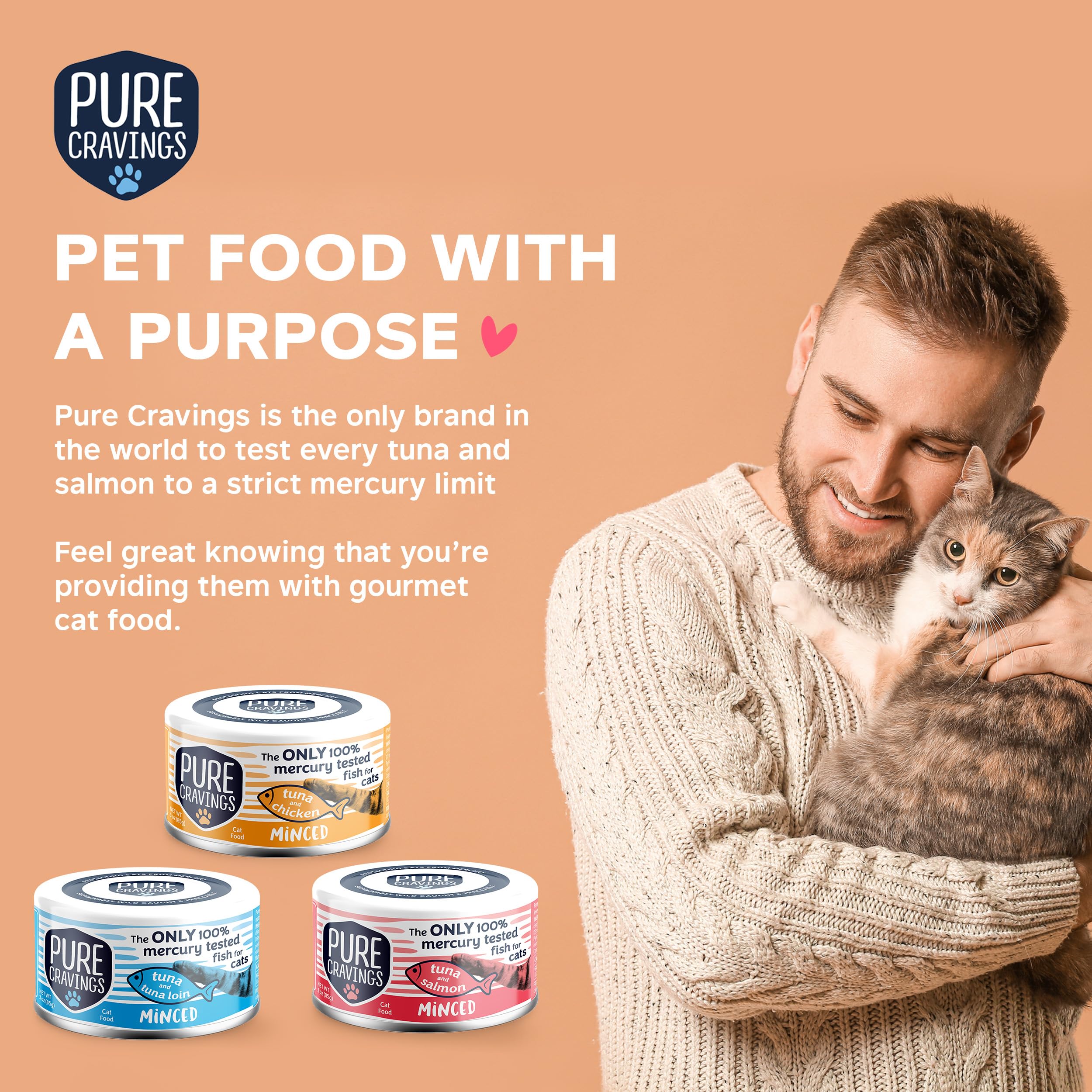 Pure Cravings sustainably wild-caught tuna cat food – ethical sourcing.