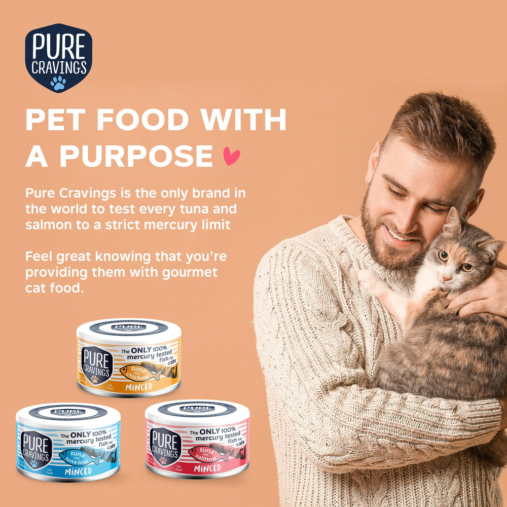 Pure Cravings sustainably wild-caught tuna cat food – ethical sourcing.