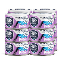 Pure Cravings tuna-sardine pate can close-up showing texture for cats