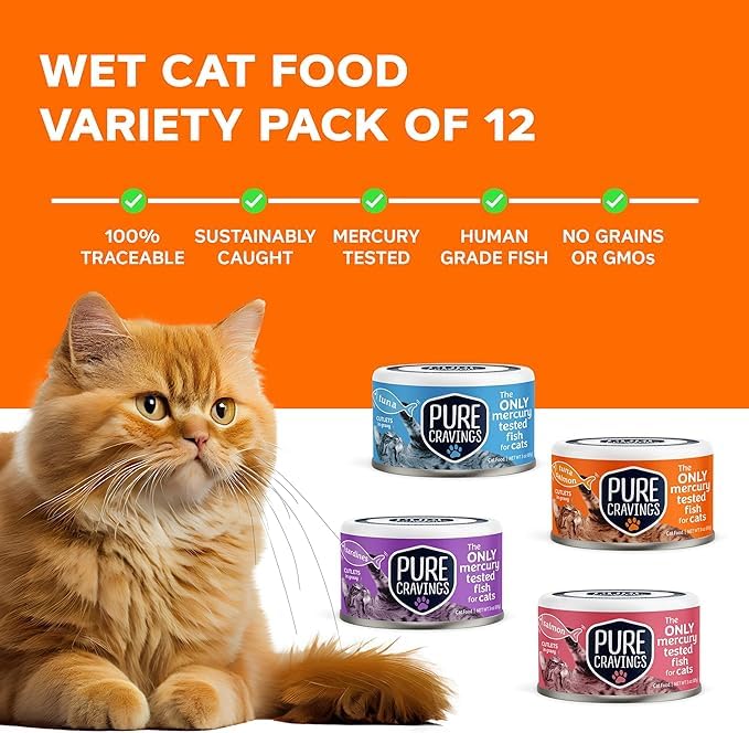 Pure Cravings salmon variety cat food can for active cats