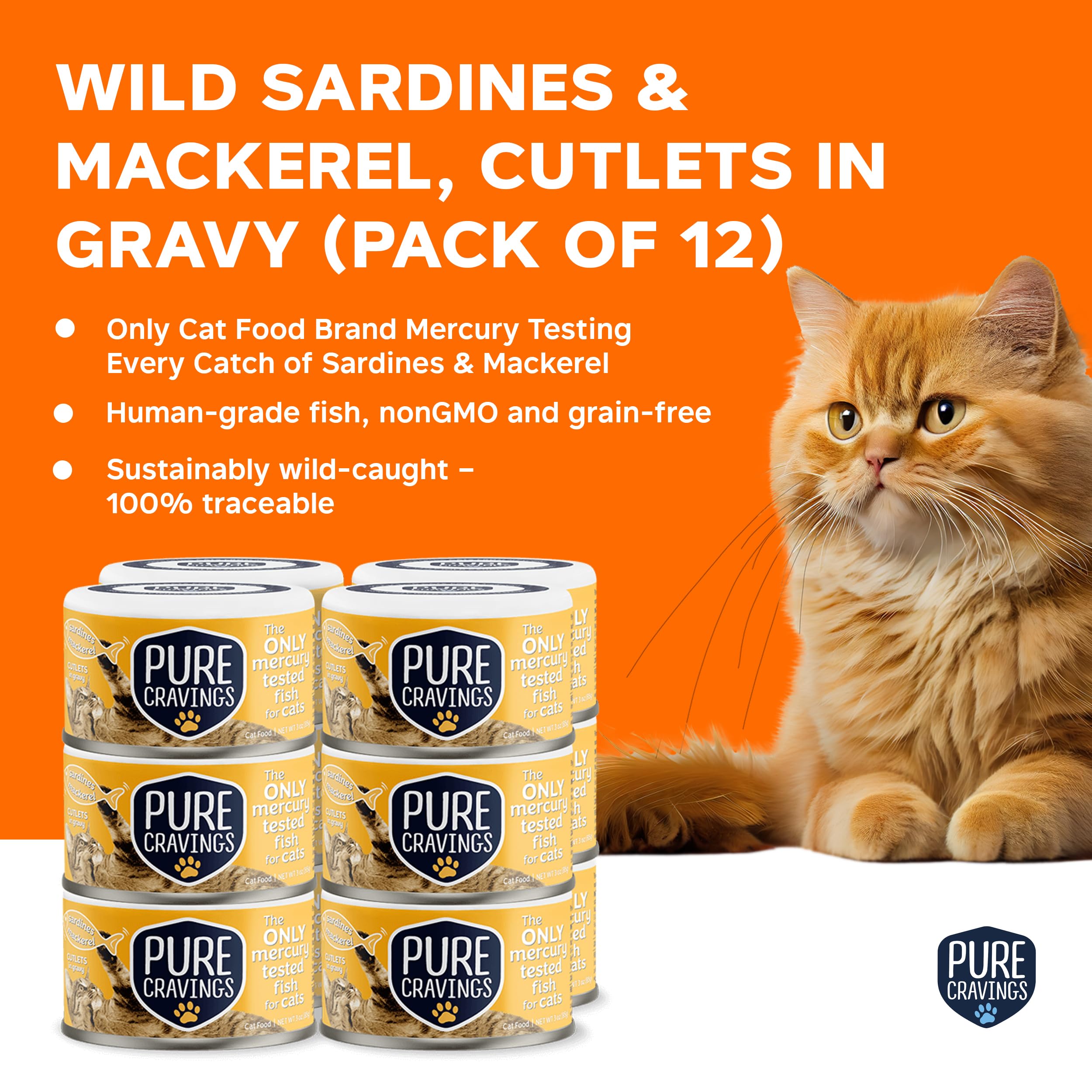 Pure Cravings canned cat food grain-free formula with mercury-tested fish