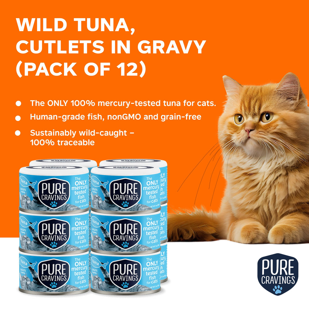 Pure Cravings tuna cutlets in gravy serving bowl for cats