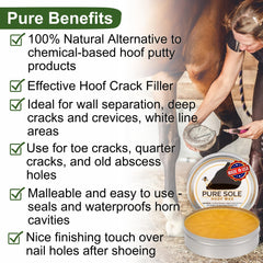 Pure Sole Hoof Wax in hand shows malleable, easy-to-apply texture.