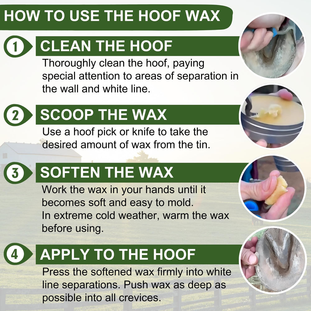 Pure Sole Hoof Wax on a crack demonstrates sealing action.