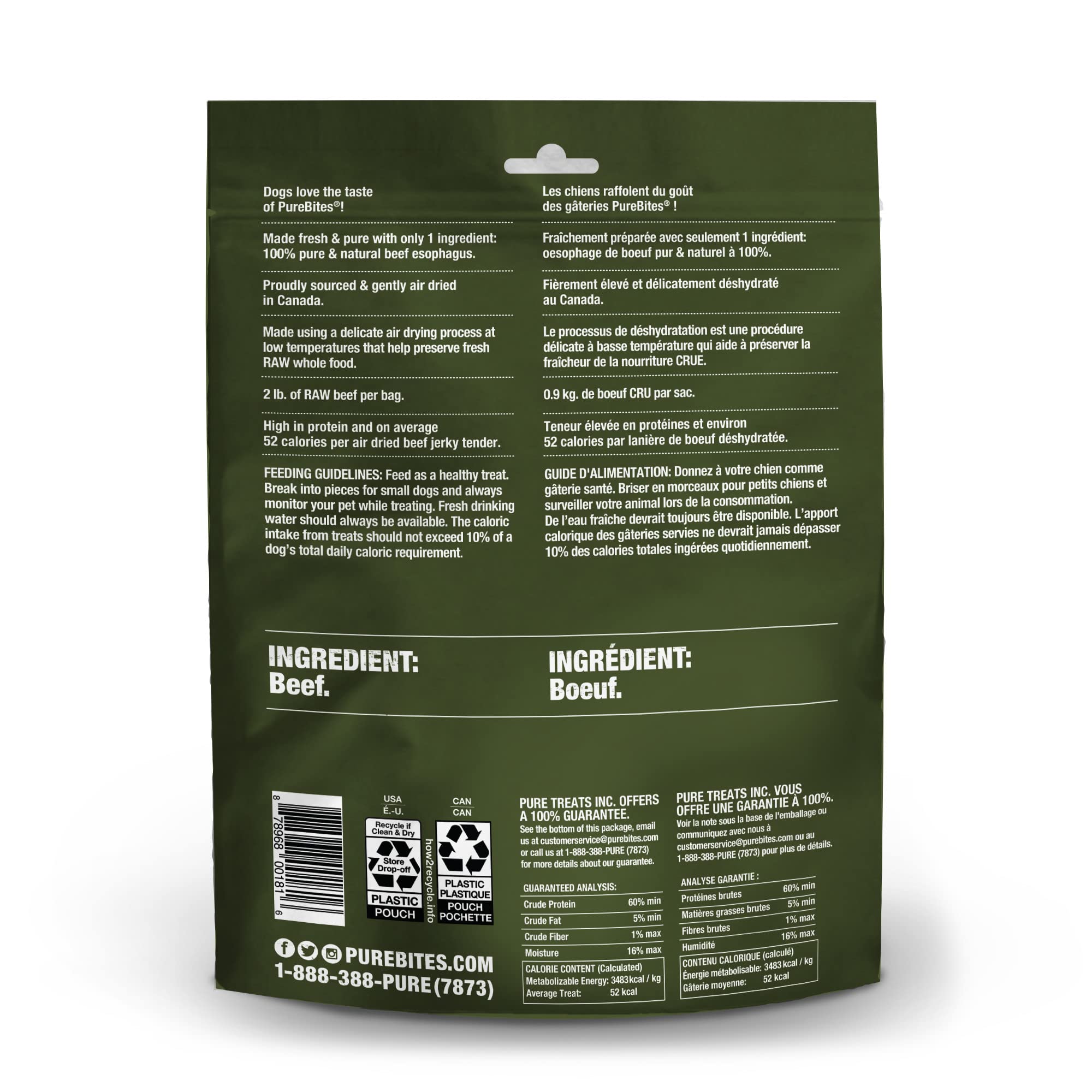 PureBites air-dried beef treats visually demonstrate a gentle low-heat process for discerning taste.