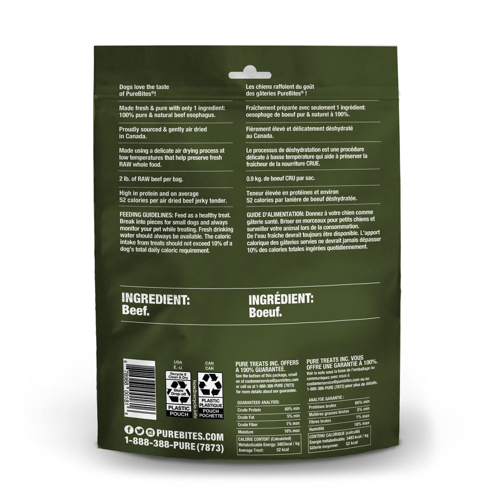 PureBites air-dried beef treats visually demonstrate a gentle low-heat process for discerning taste.