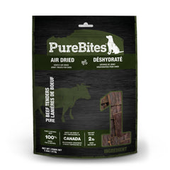 PureBites beef jerky packaging highlights single-ingredient beef for clean treats.