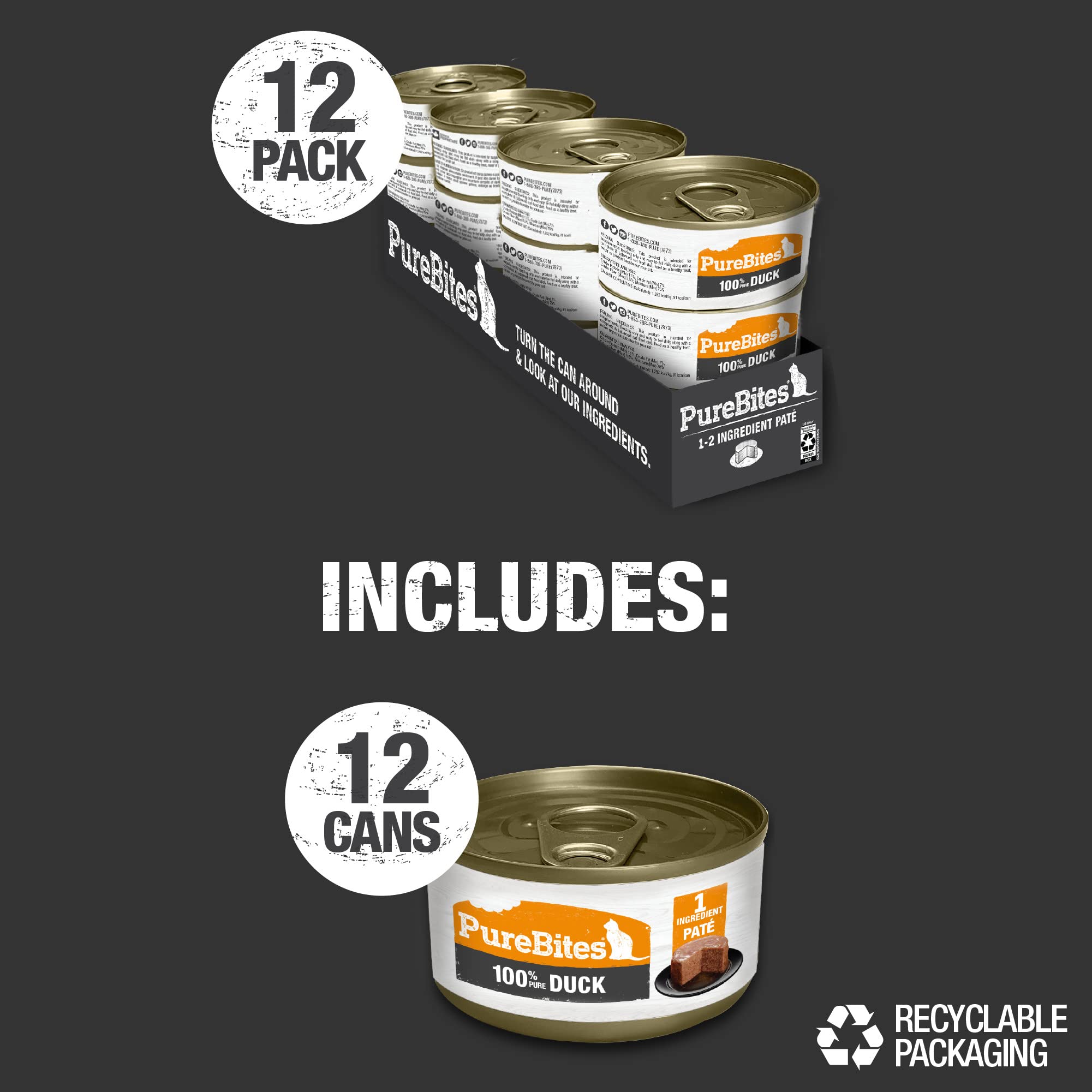 PureBites case 12-pack display emphasizing value and consistency