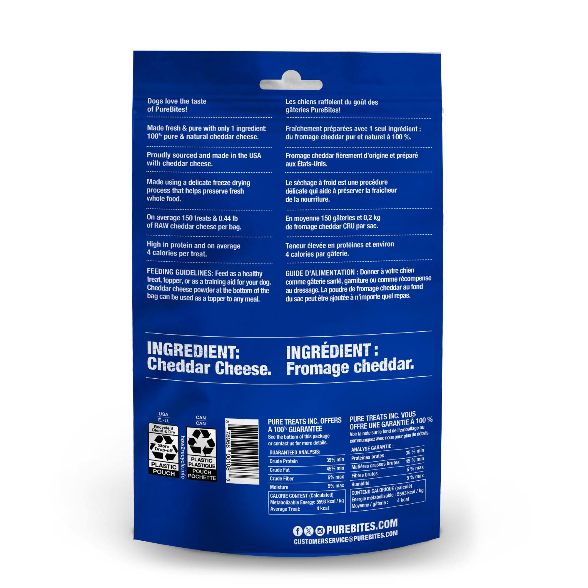 PureBites Cheese close-up of raw cheddar texture highlighting protein content.