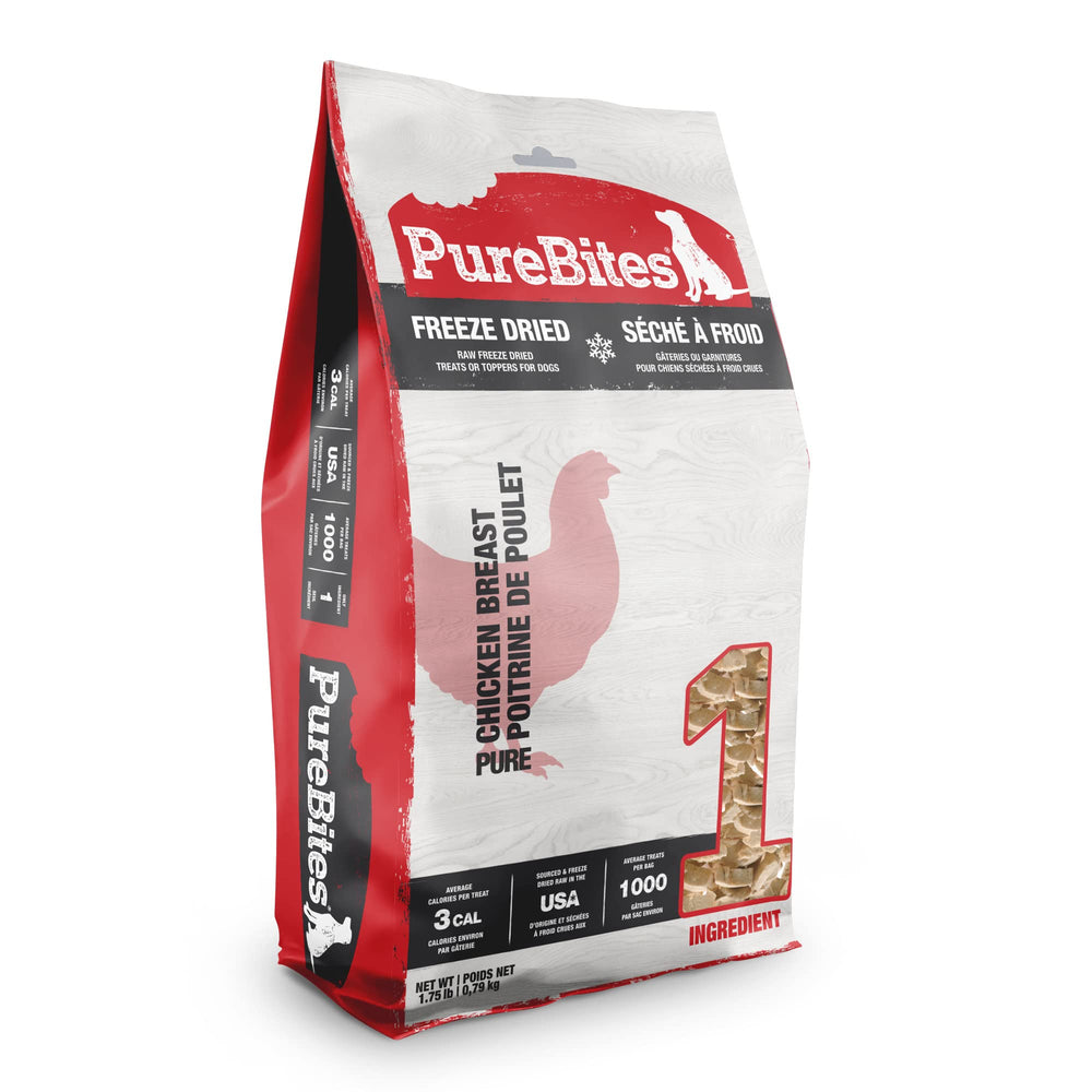 PureBites chicken freeze-dried bag front highlights USA-sourced protein