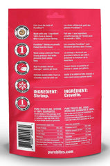 PureBites freeze-dried cat treats shrimp closeup highlights aroma and crisp texture.