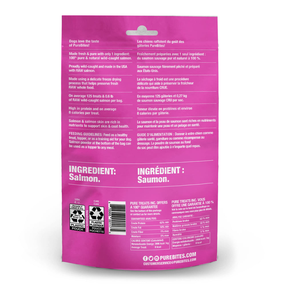 PureBites salmon dog treats close-up reveals raw salmon content and protein