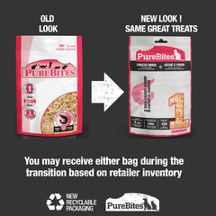 PureBites freeze-dried-shrimp raw-inside highlights high-protein, low-calorie cat snack.