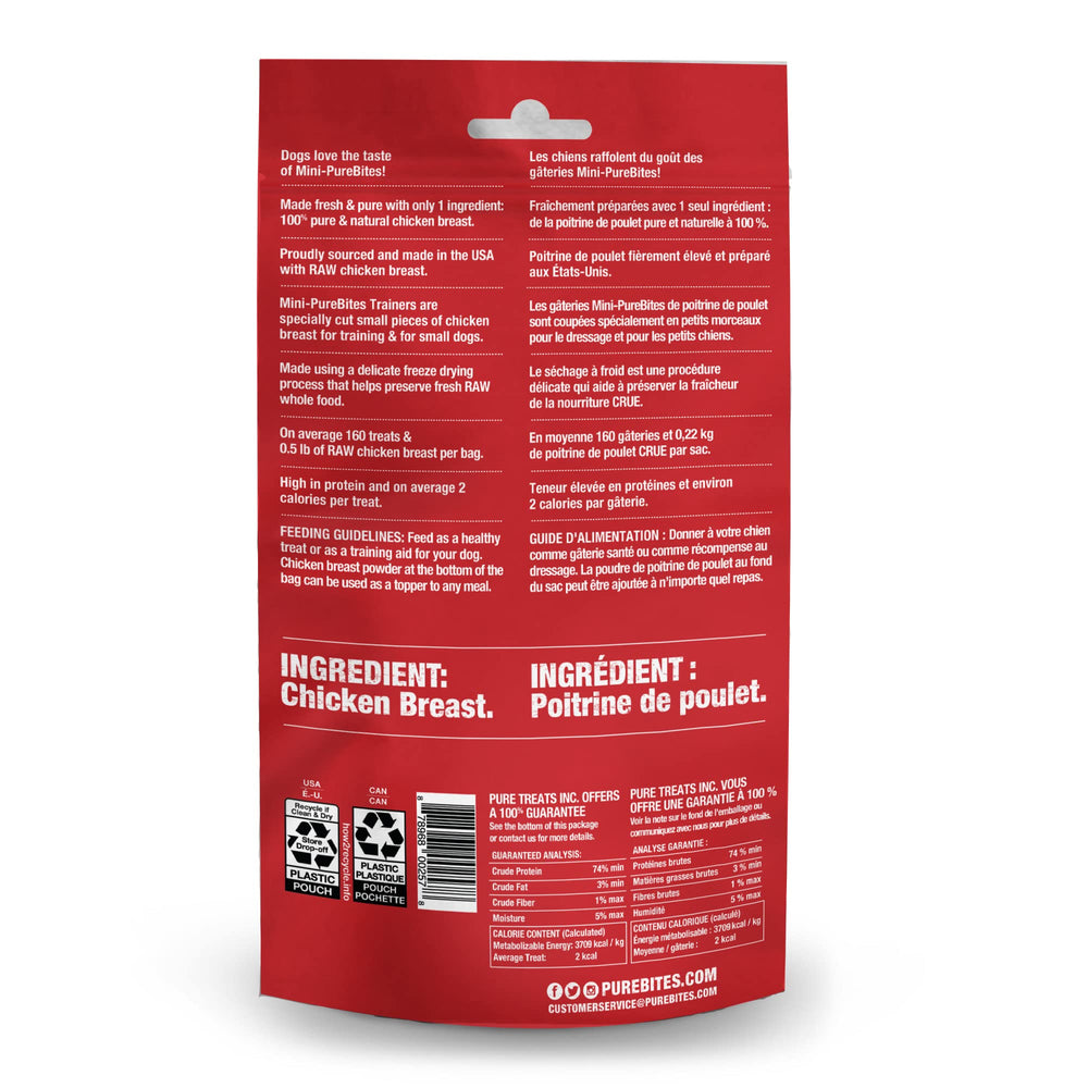 PureBites Mini Chicken Training Pieces—tasty bites ideal for small dogs.