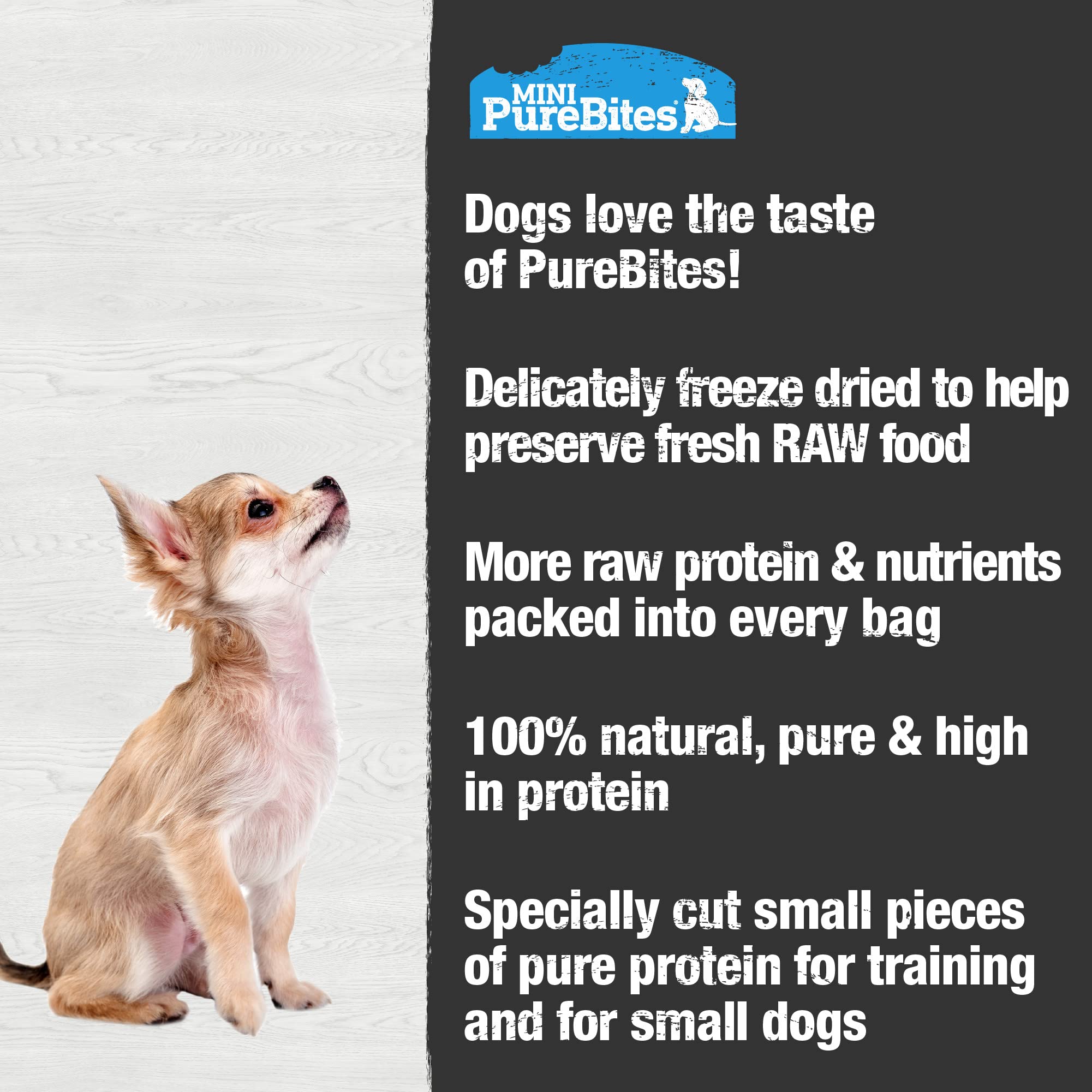 PureBites Mini Lamb freeze-dried trainer in hand—easy toppers and tasty rewards.