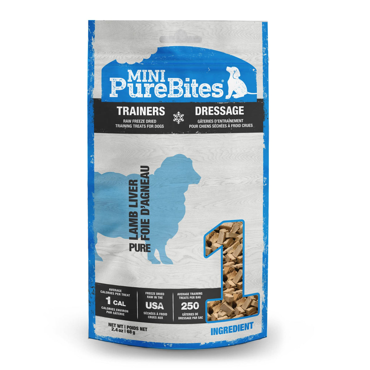 PureBites Mini Lamb freeze-dried treats in packaging—high-protein rewards for training.