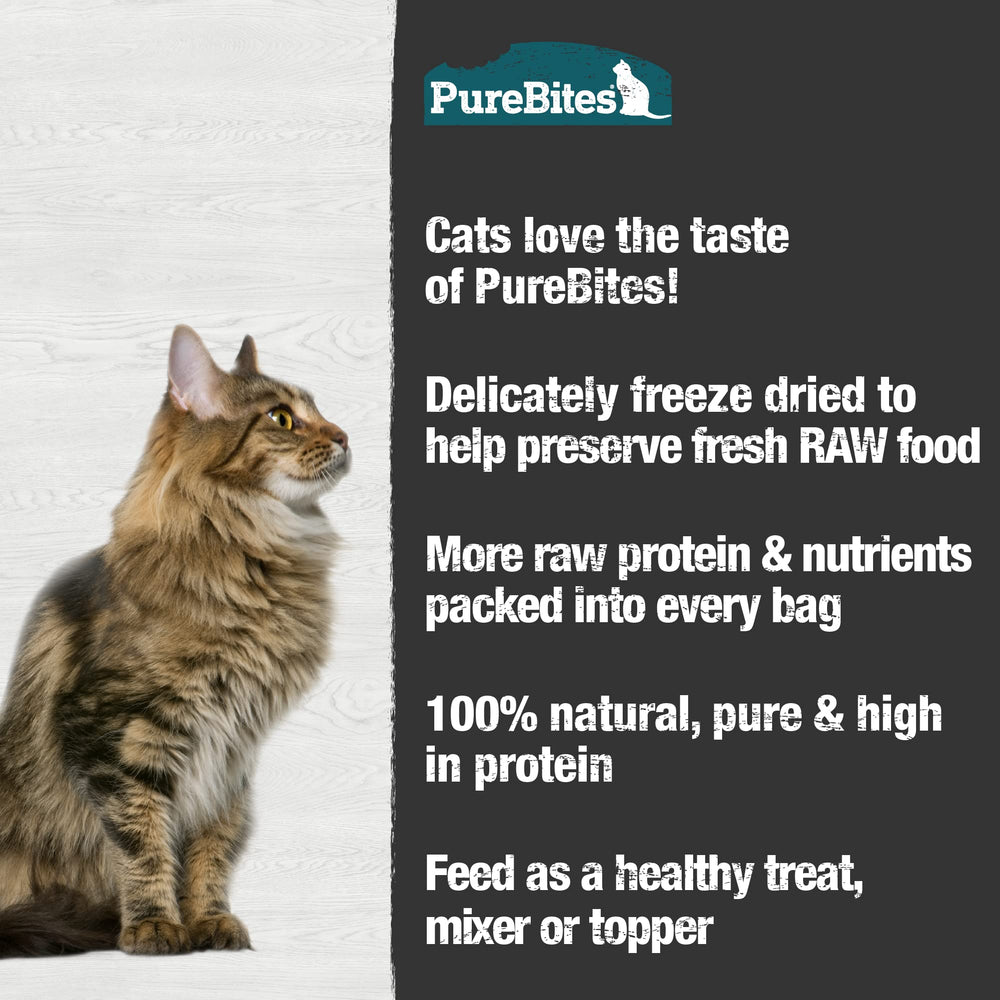 PureBites Minnow topper use showing cat enjoying as meal topper.