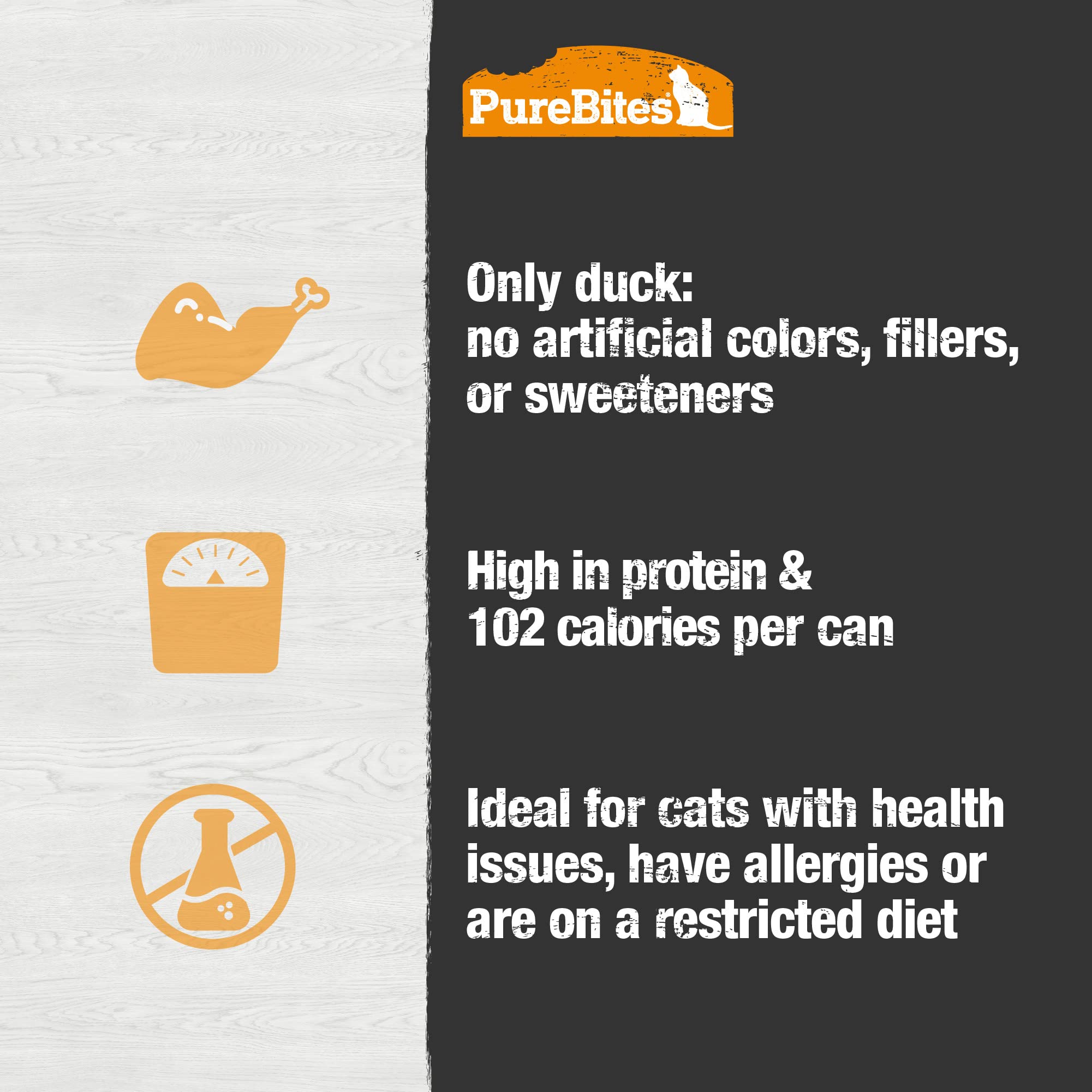 PureBites single-ingredient duck label close-up shows clean protein source