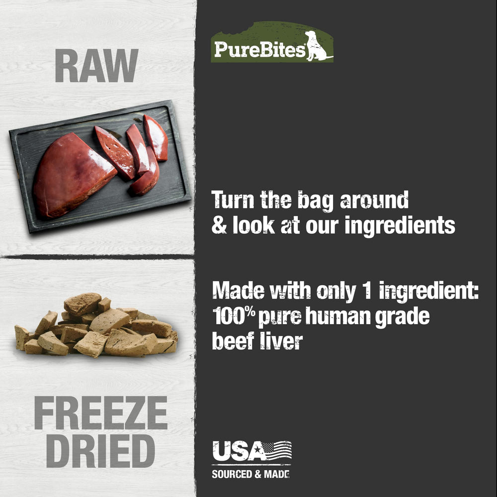 PureBites training treats freeze-dried beef liver ideal for positive reinforcement sessions.