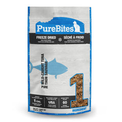 PureBites tuna-freeze-dried-bag-front shows one-ingredient formula for easy feeding