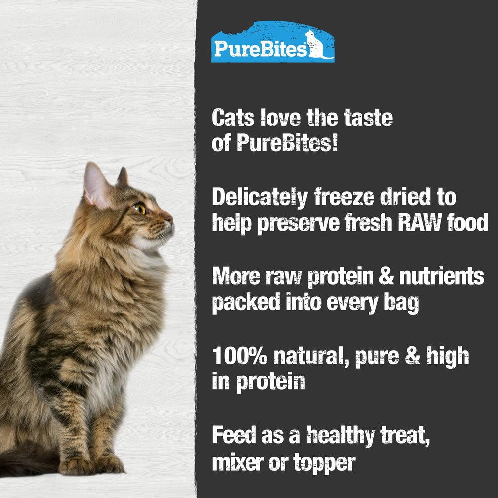 Cat enjoying PureBites tuna treat highlighting a protein-rich snack