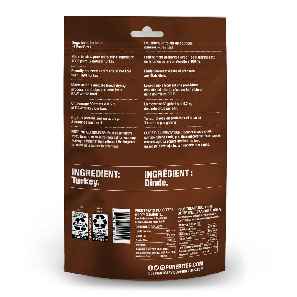 PureBites Turkey Freeze-Dried Dog Treats dog enjoying treats demonstrates training or topping use