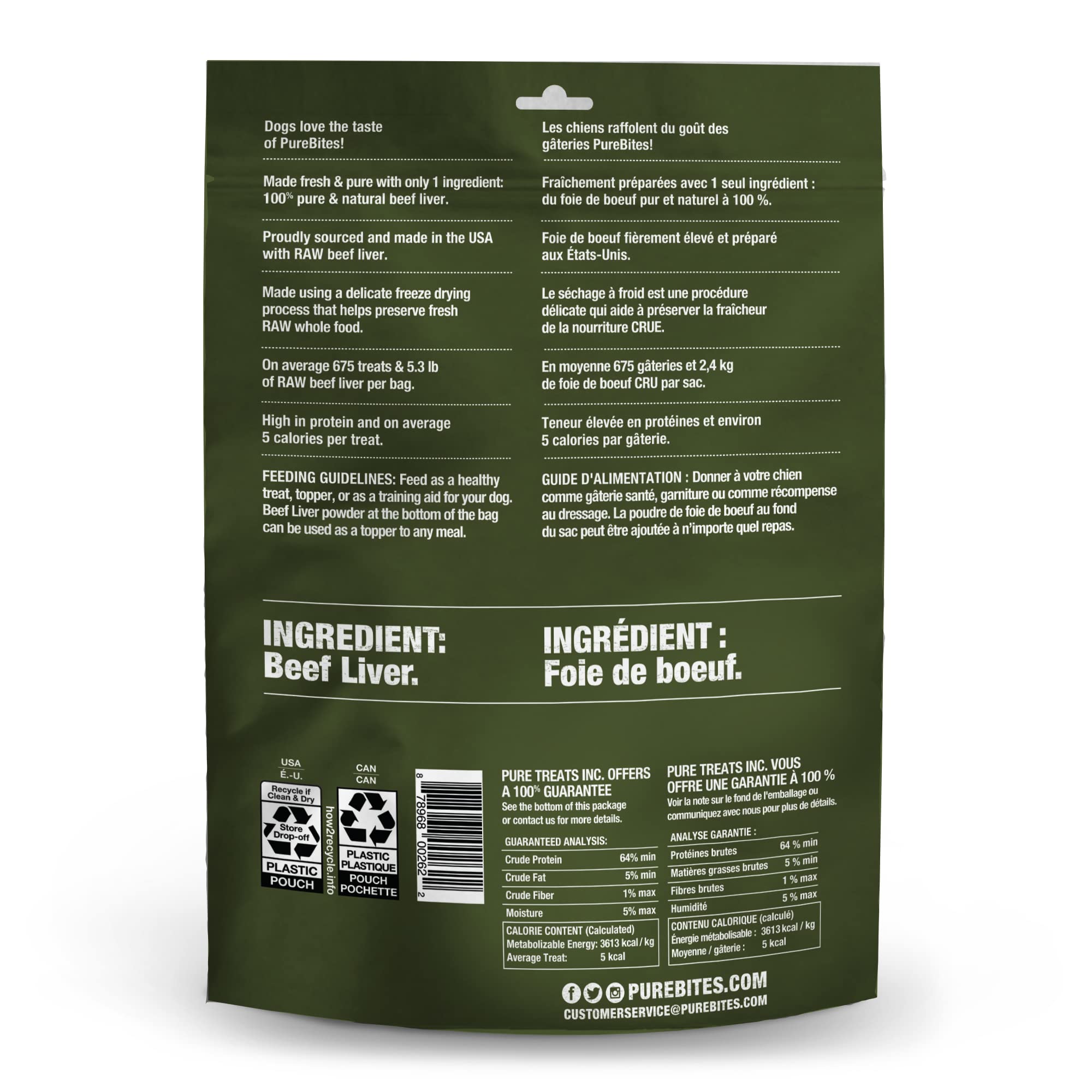 PureBites USA-made freeze-dried dog treats on shelf emphasize quality and domestic sourcing.