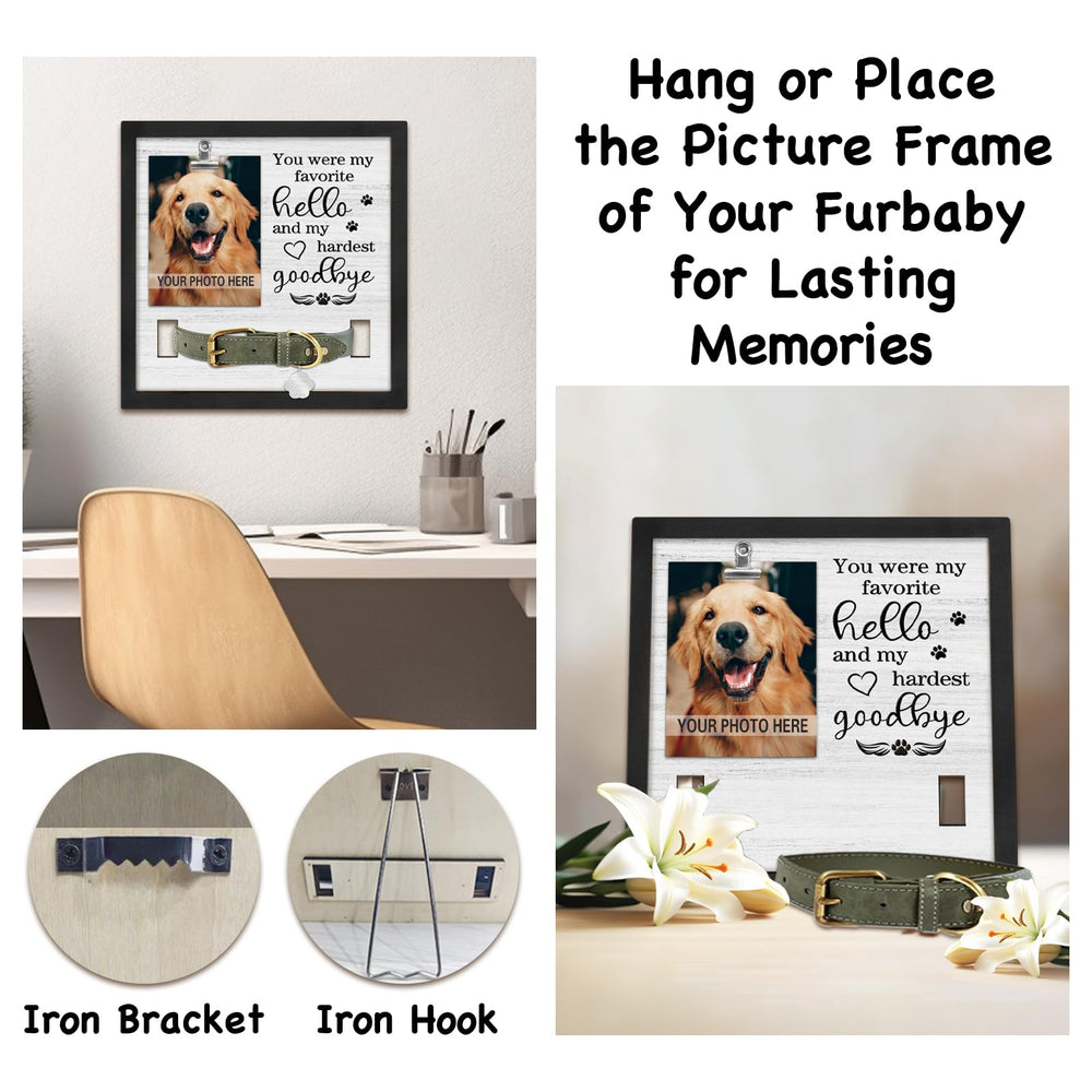 PUREFLY dog memorial frame with back brackets for wall or mantel display