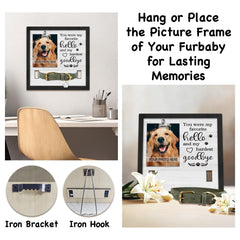 PUREFLY dog memorial frame with back brackets for wall or mantel display