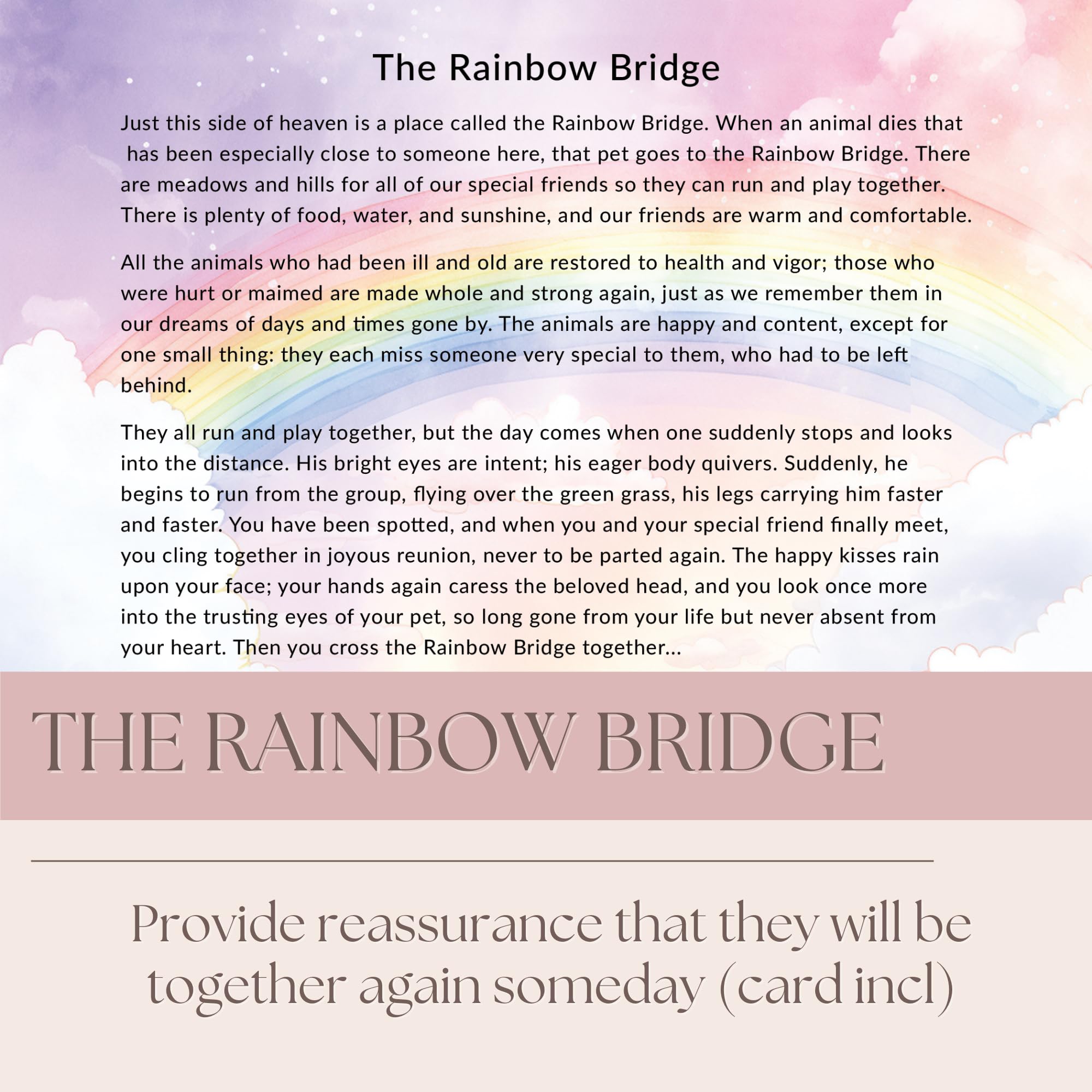 PureRejuva gift-ready packaging with Rainbow Bridge card for easy gifting.