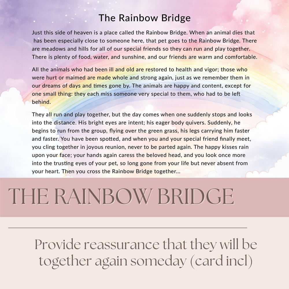 PureRejuva gift-ready packaging with Rainbow Bridge card for easy gifting.