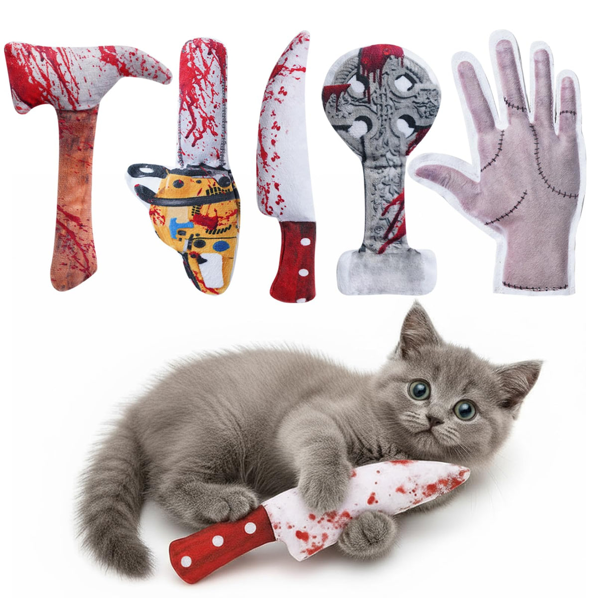 PURETOY knife-shaped catnip toy for indoor cats, stimulating playful hunting and tactile engagement.