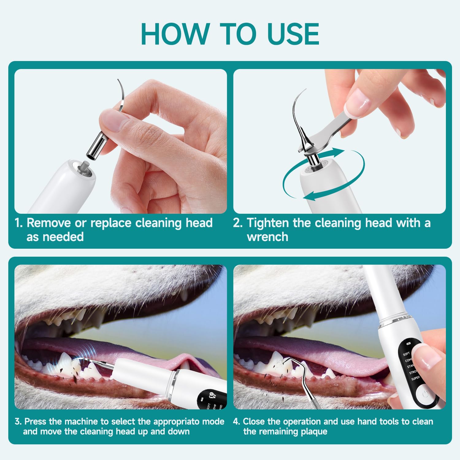 Purfur Ultrasonic Dog Toothbrush ergonomic, comfortable grip for easy handling.