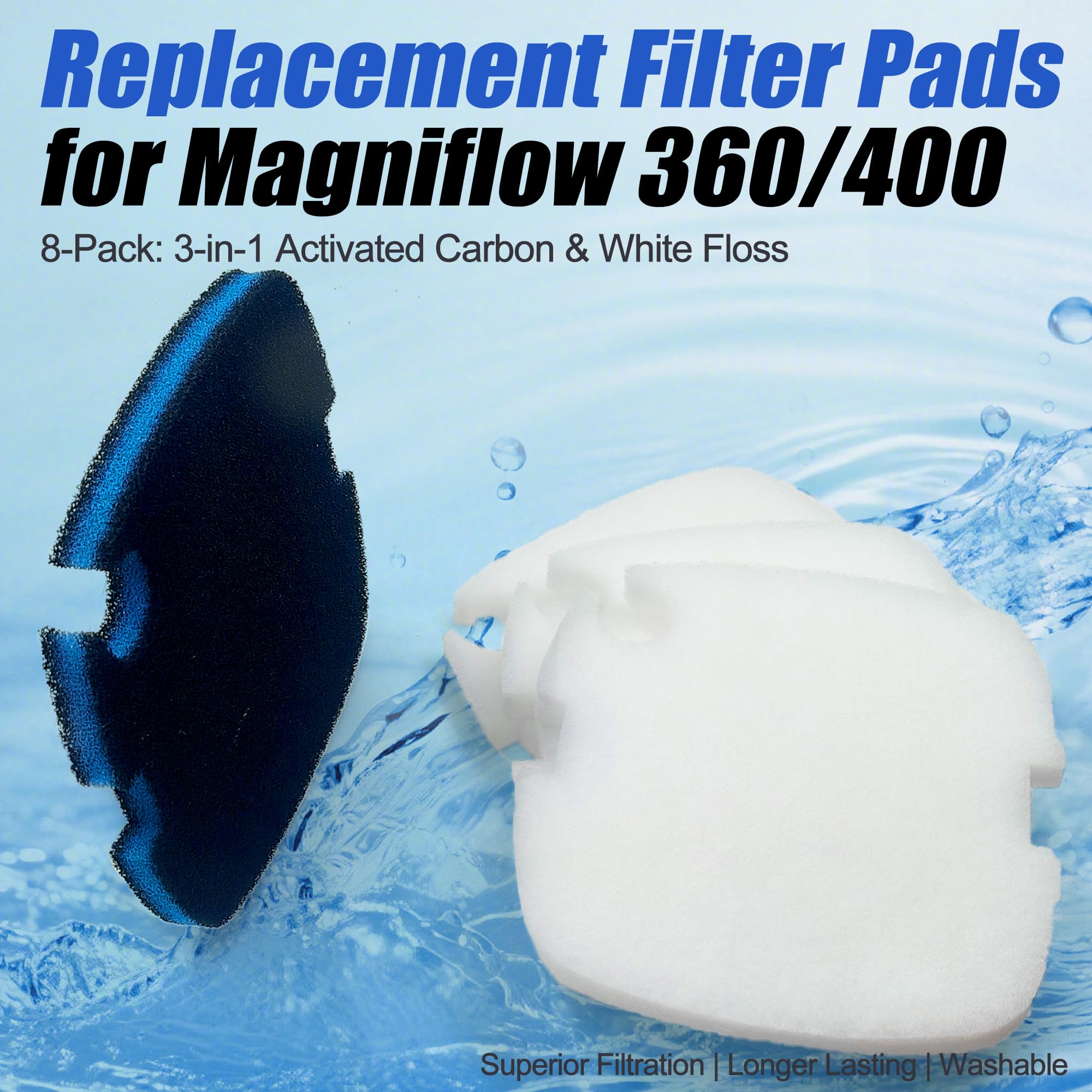 PurifyLogix magniflow 360 coarse filter pad close-up shows 3-in-1 filtration.