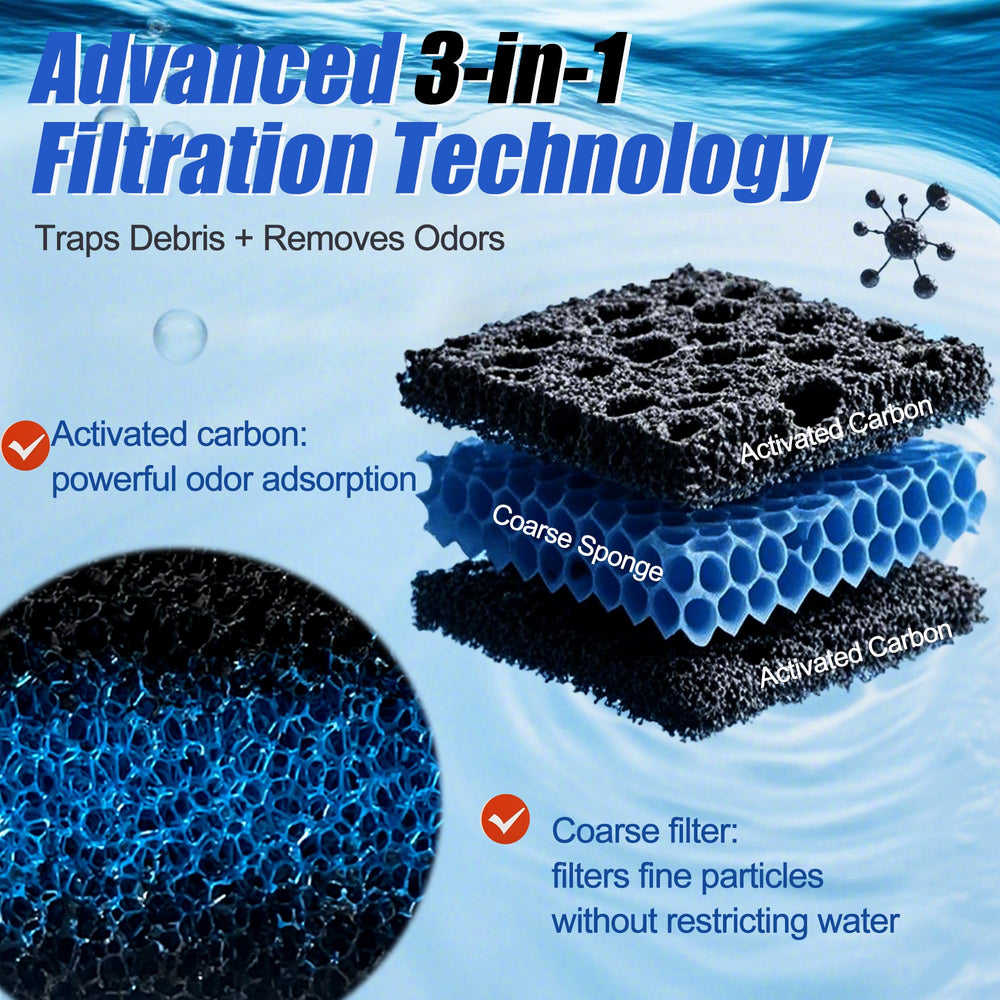 PurifyLogix white floss pads close-up demonstrate mechanical filtration of debris.