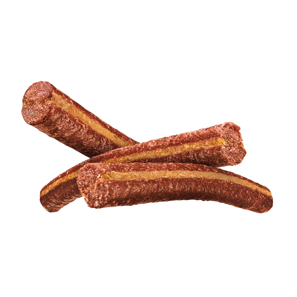 Purina Beggin’ Flavor Stix bacon-peanut-butter-closeup emphasizes chewy texture dogs crave during treats.