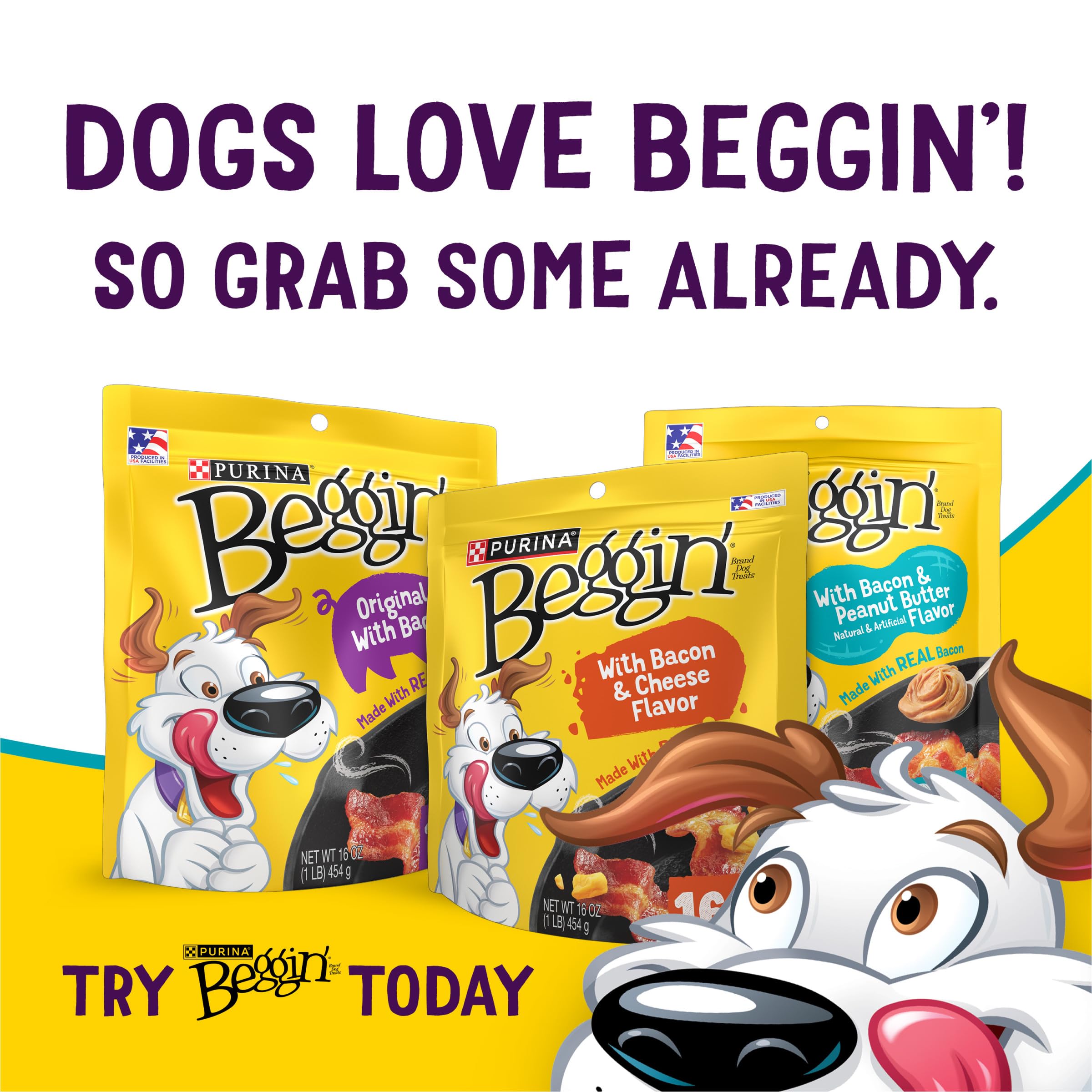 Purina Beggin’ Flavor Stix ingredient-list on-pack highlights real meat first ingredient.