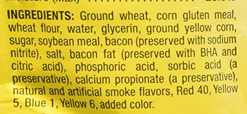 Purina Beggin' Strips Original Bacon aroma-focused image emphasizing easy-tear and no artificial flavors.