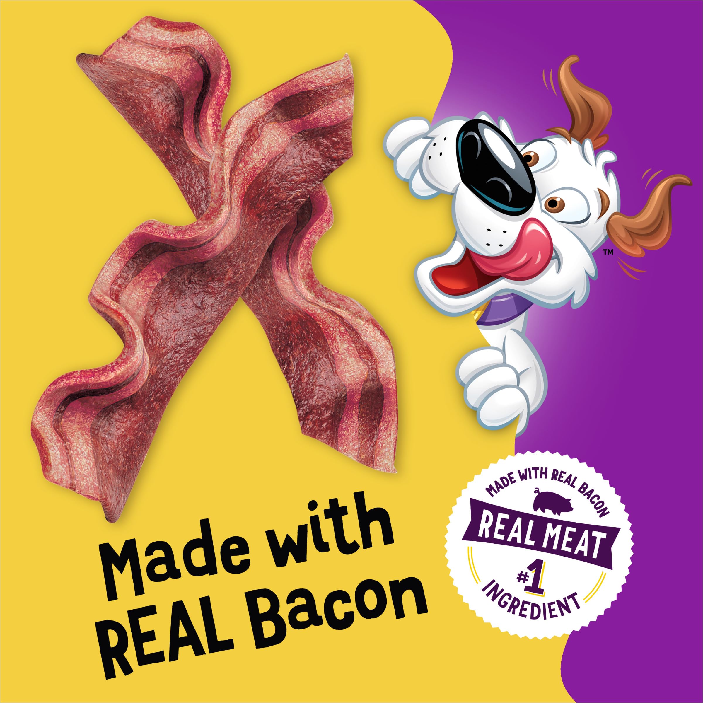 Purina Beggin' Strips real-meat ingredient icon communicates first ingredient transparency.