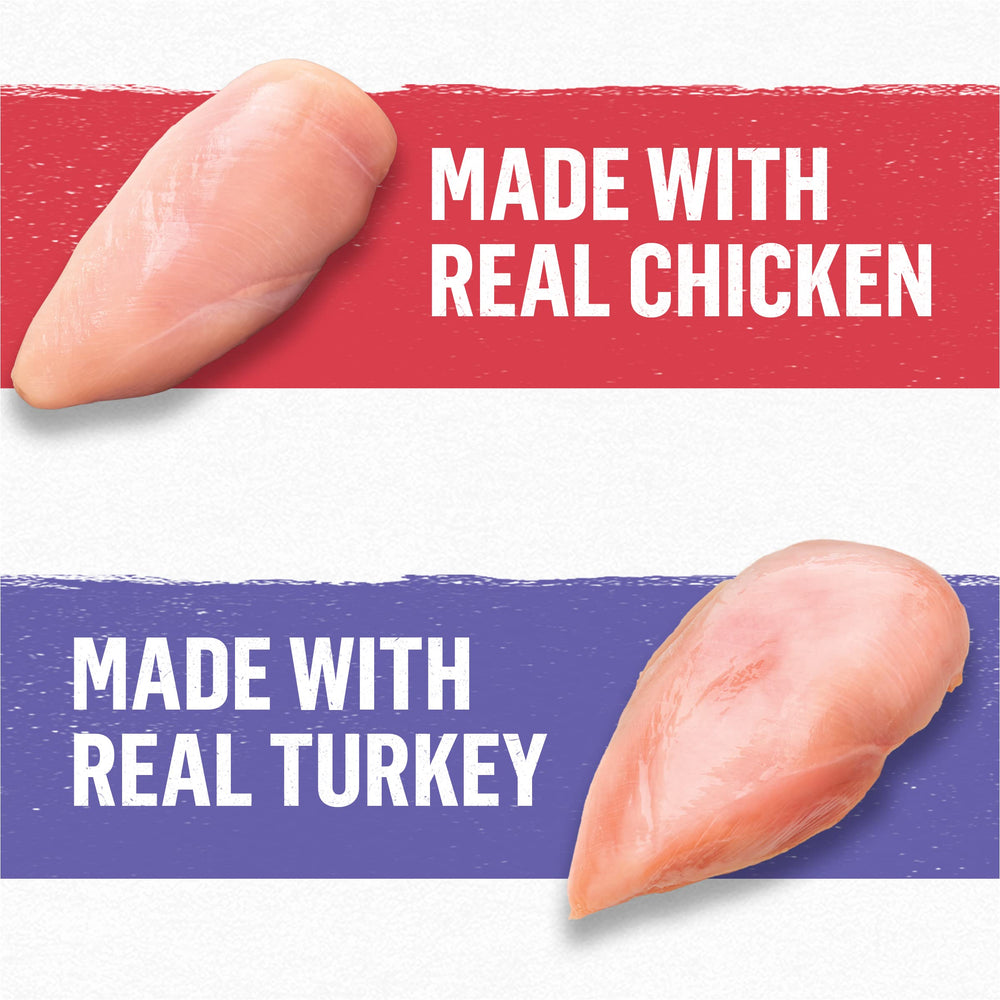 Purina Beyond no-corn-soy can closeup, grain-free formula.