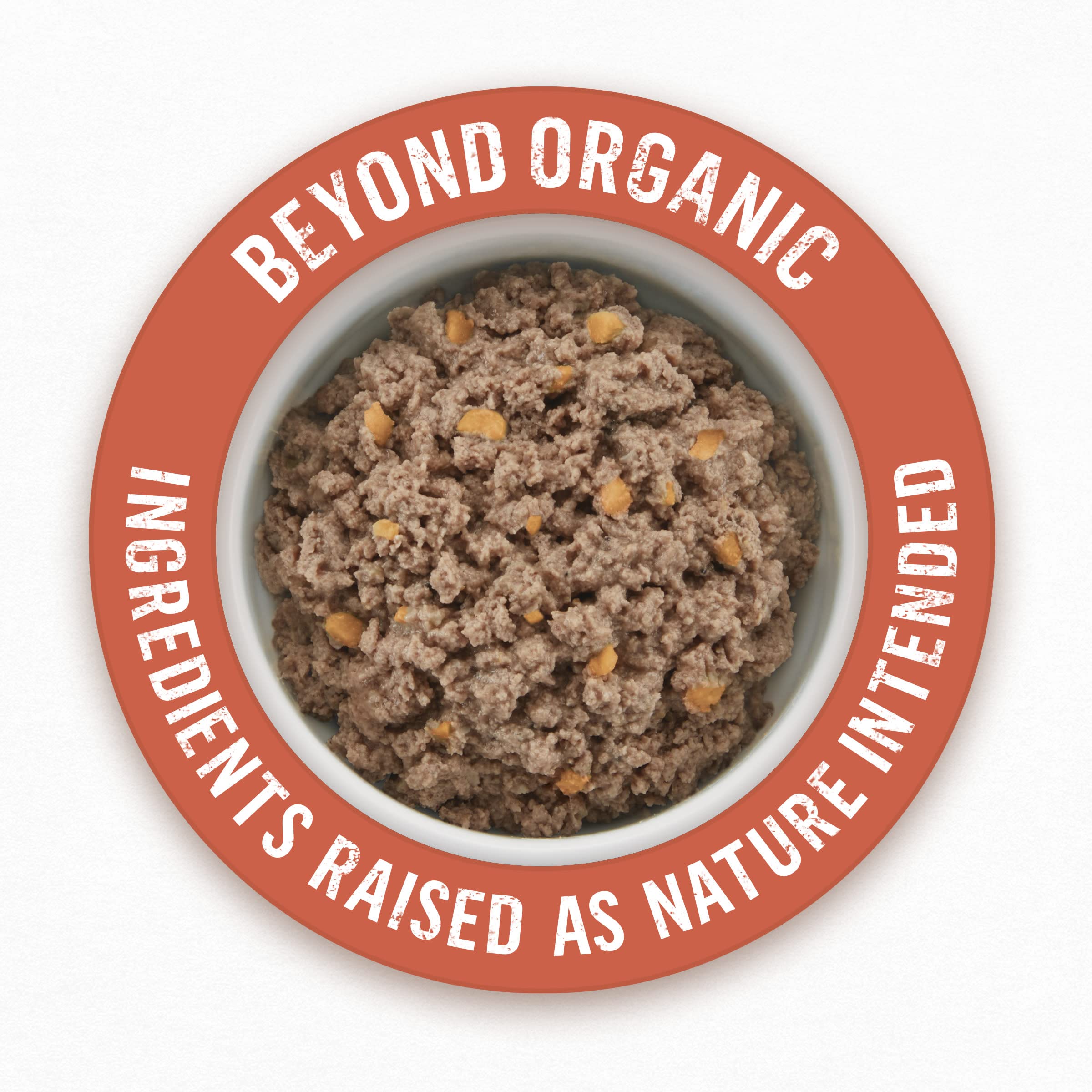 Purina Beyond Organic Wet Dog Food chicken pieces highlight protein-rich entree for active dogs.