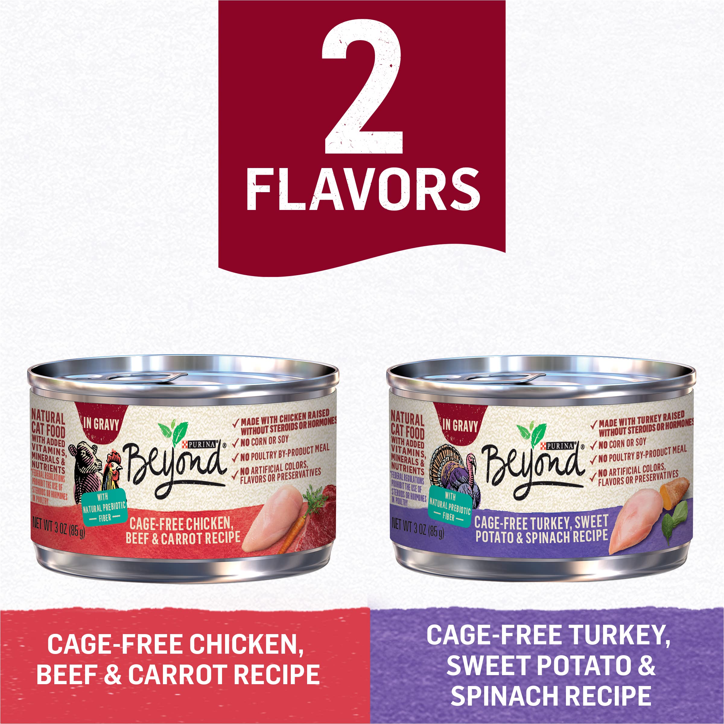 Purina Beyond spinach and sweet potato can closeup, grain-free nutrition.